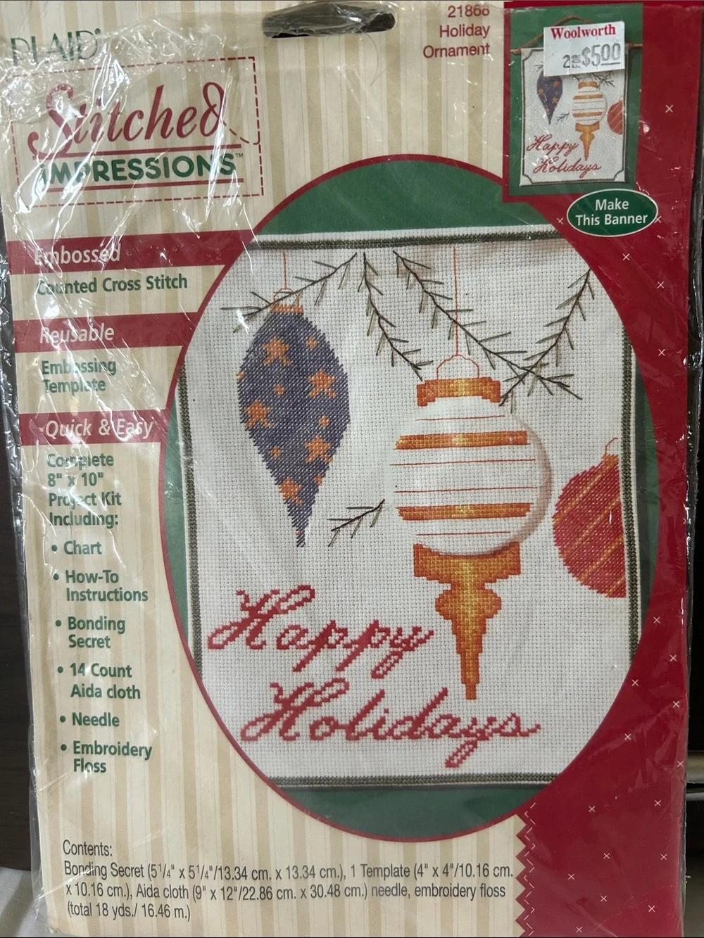PLAID Stitched Impressions VINTAGE Holiday Cross Stitch Design Kits